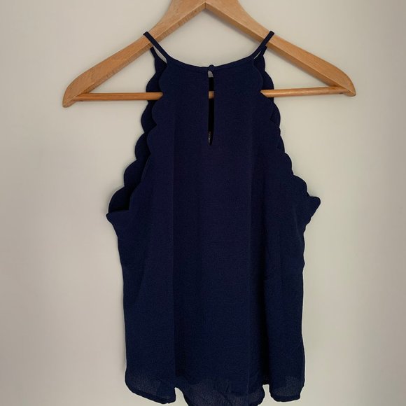 Blue Scalloped Halter Top - Size S - Picture 3 of 6